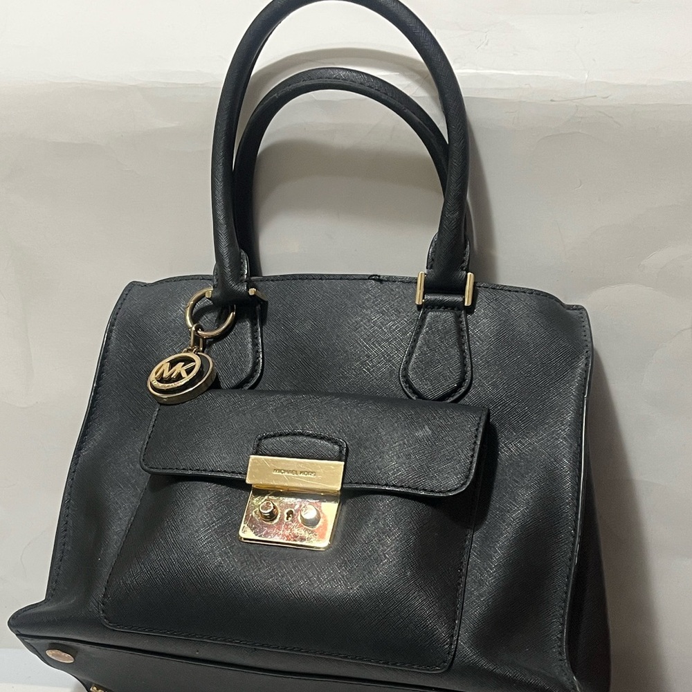 Michael Michael Kors Bridgette Medium East West Leather Tote Bag Black Gold - Picture 5 of 15